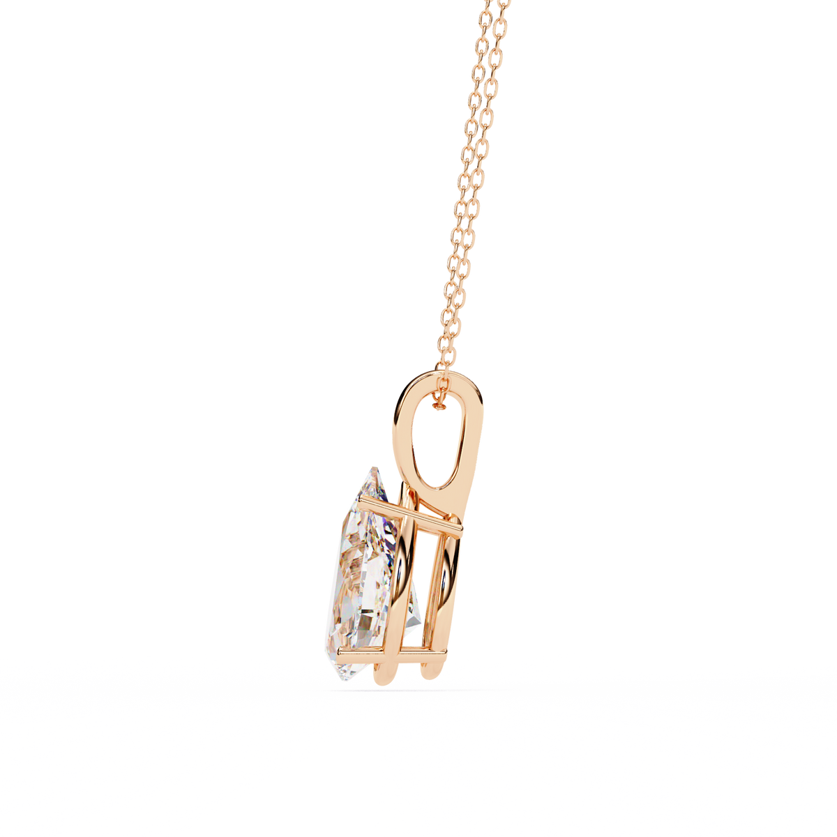 Rose Gold Pear Cut Diamond Solitaire Pendant