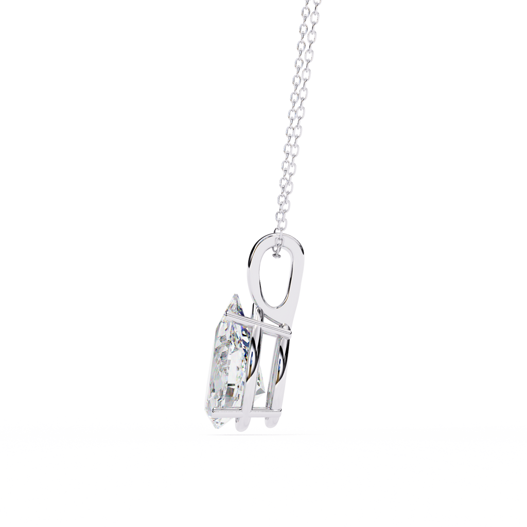 White Gold Pear Cut Solitaire Bail Pendant