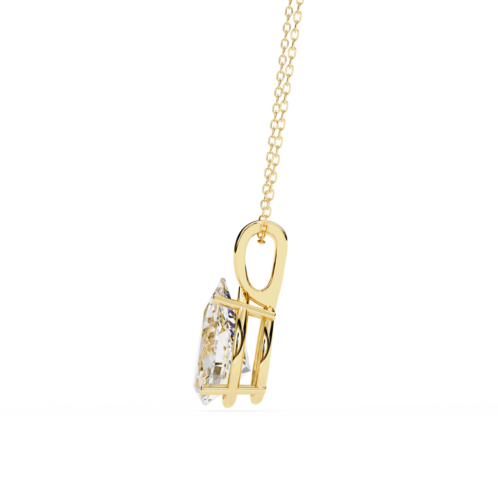 Yellow Gold Pear Cut Diamond Solitaire Pendant
