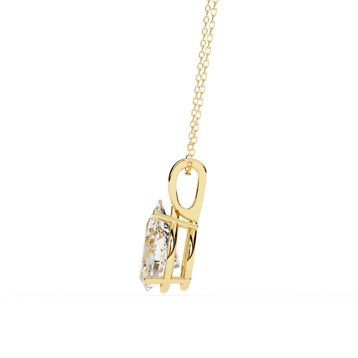 Yellow Gold Pear Cut Diamond Solitaire Pendant