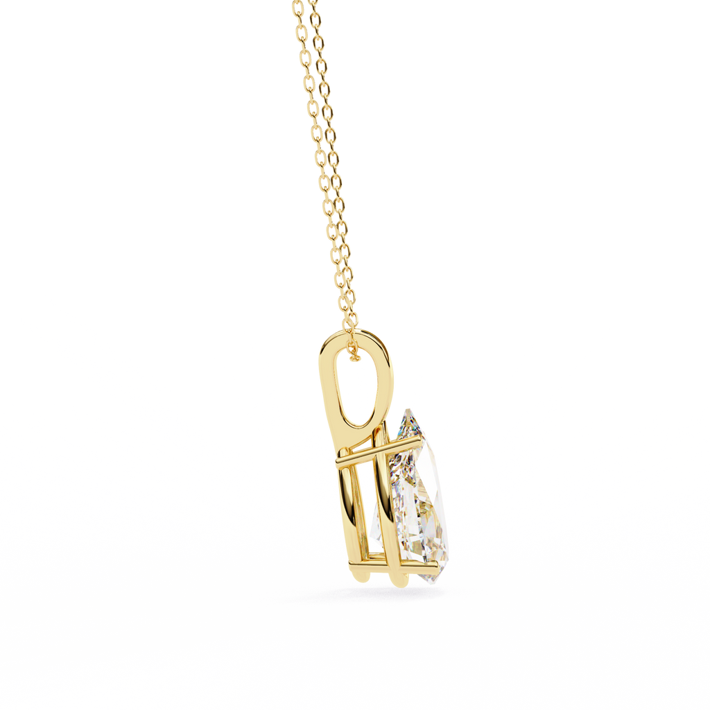 Yellow Gold Pear Cut Diamond Solitaire Pendant