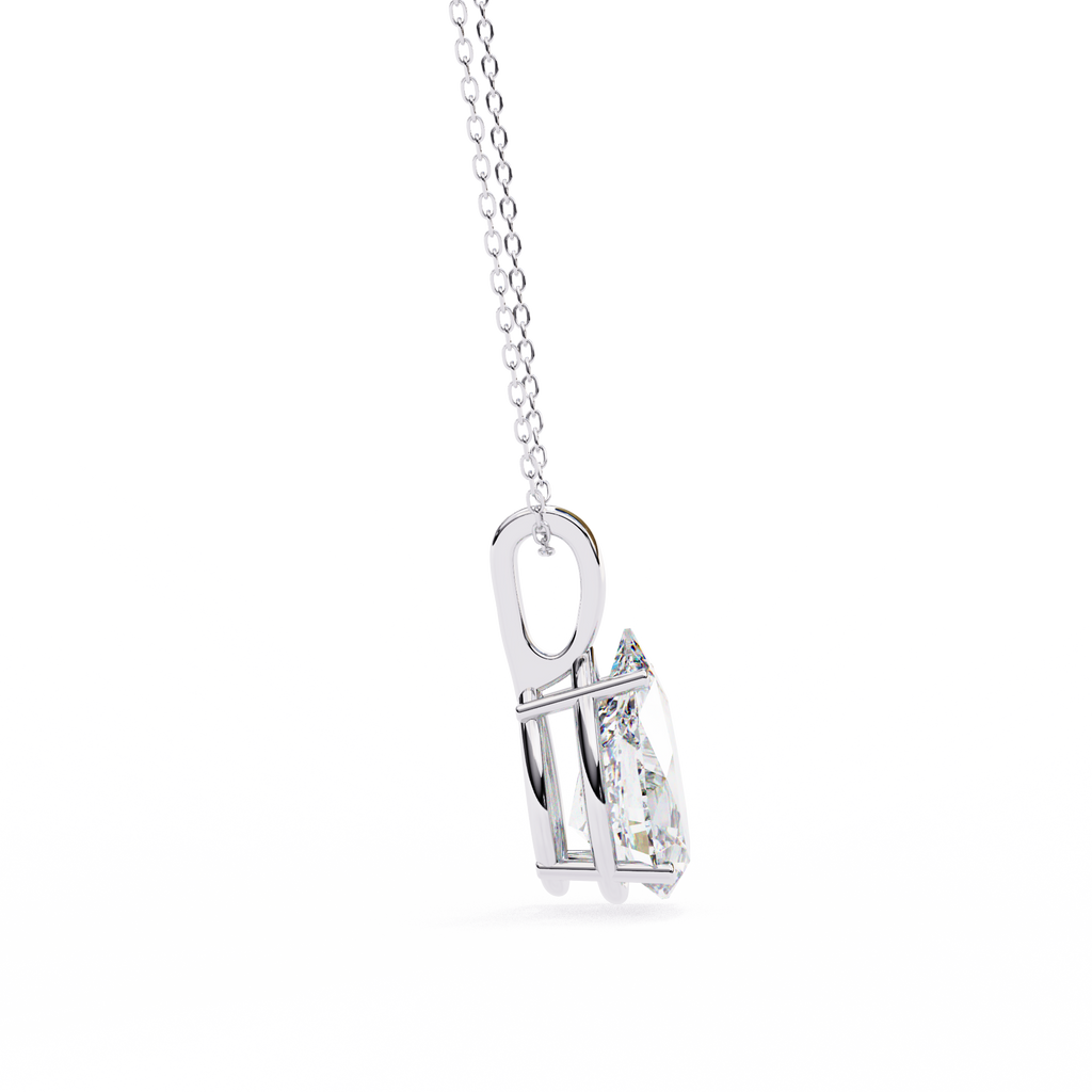 White Gold Pear Cut Solitaire Bail Pendant