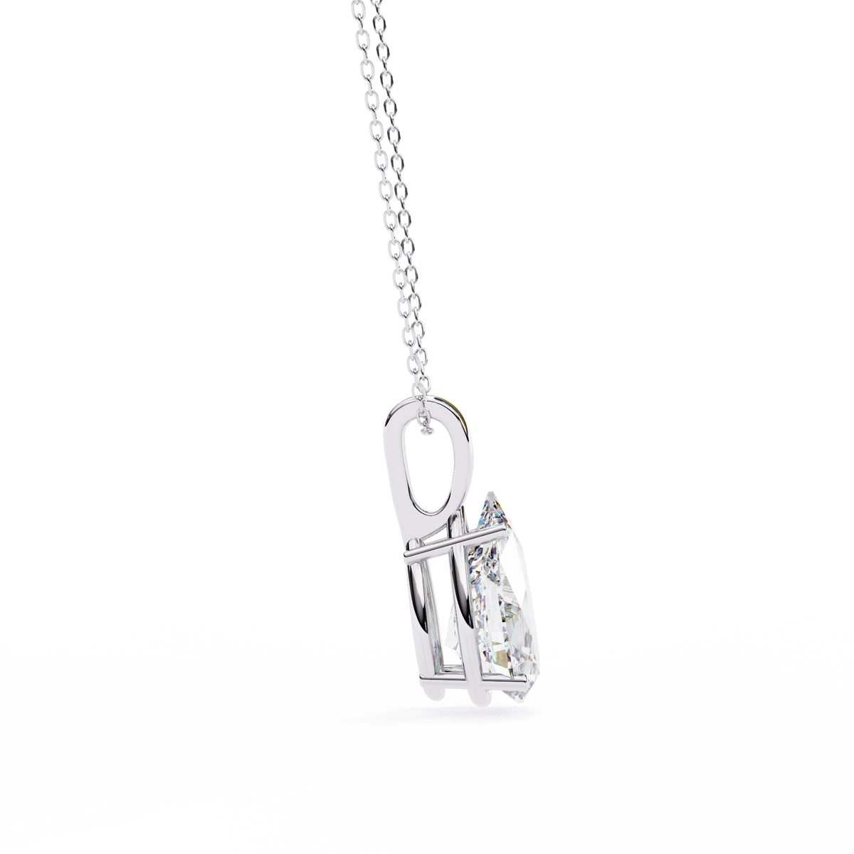 White Gold Pear Cut Solitaire Bail Pendant