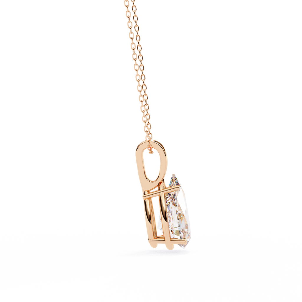 Rose Gold Pear Cut Diamond Solitaire Pendant