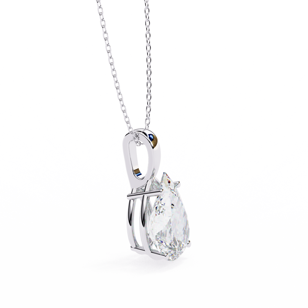 White Gold Pear Cut Solitaire Bail Pendant