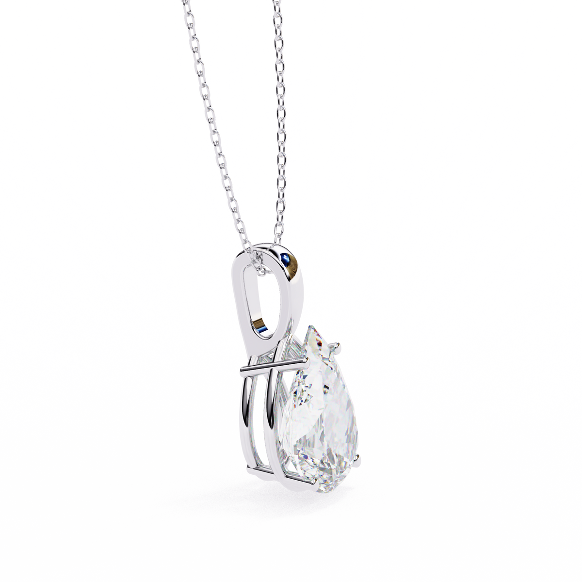 White Gold Pear Cut Solitaire Bail Pendant
