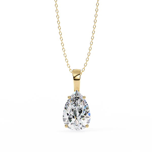 Gold Pear Cut Diamond Solitaire Pendant