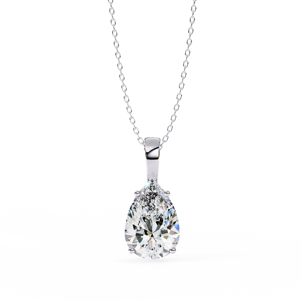 White Gold Pear Cut Solitaire Bail Pendant