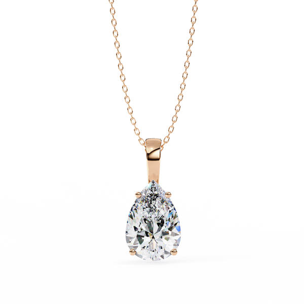 Rose Gold Pear Cut Diamond Solitaire Pendant