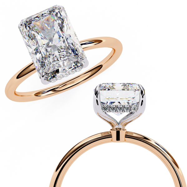 Rose Gold Radiant Cut Solitaire Diamond Engagement Ring