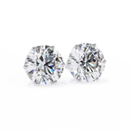 White Gold Six-Prong Round Solitaire Diamond Stud Earrings