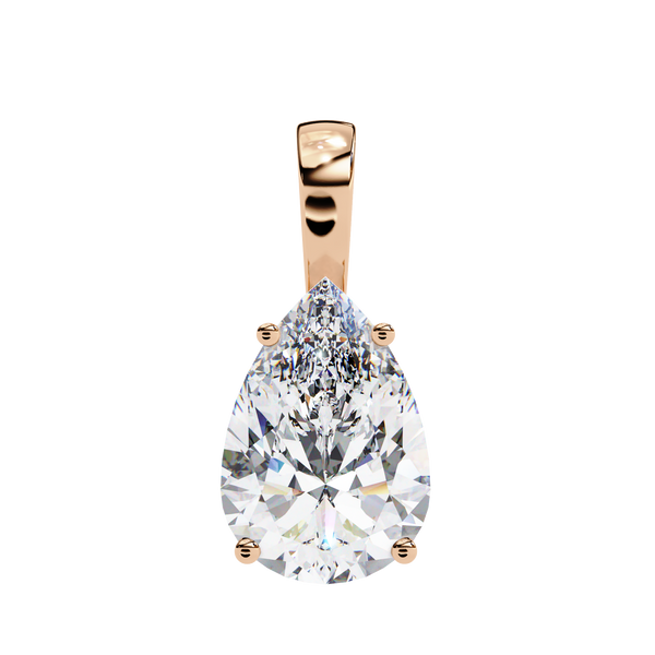 Rose Gold Pear Cut Diamond Solitaire Pendant