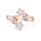 Fiore Twin Flower Diamond Bypass Ring