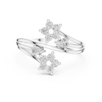 Fiore Twin Flower Diamond Bypass Ring