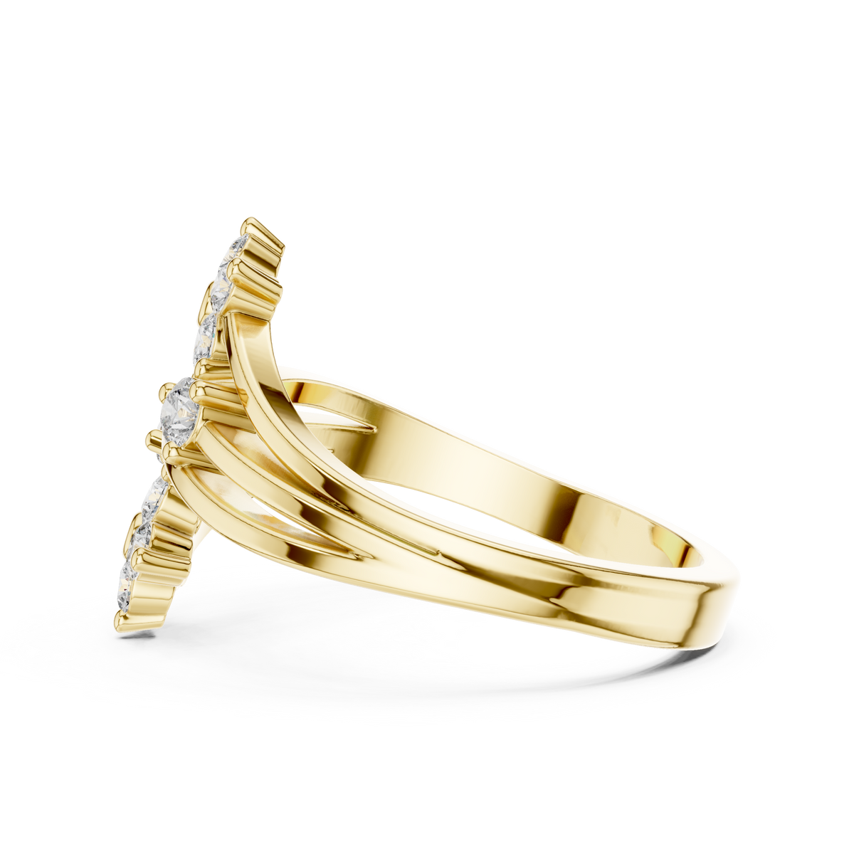 Fiore Twin Flower Diamond Bypass Ring