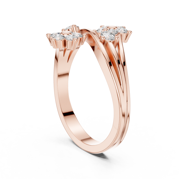 Fiore Twin Flower Diamond Bypass Ring