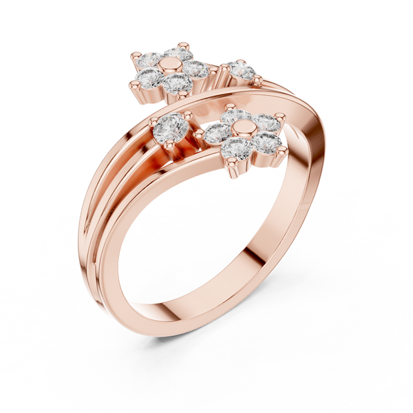 Fiore Twin Flower Diamond Bypass Ring