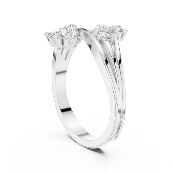 Fiore Twin Flower Diamond Bypass Ring