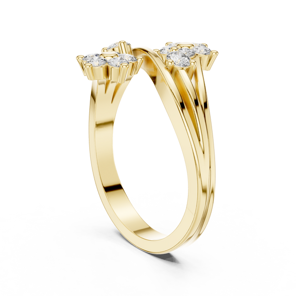 Fiore Twin Flower Diamond Bypass Ring