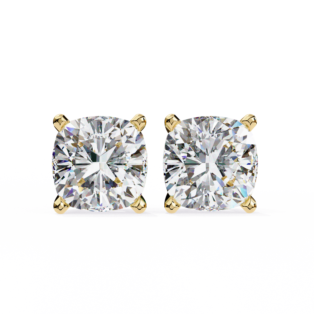 Cushion-Cut Natural Diamond Stud Earrings