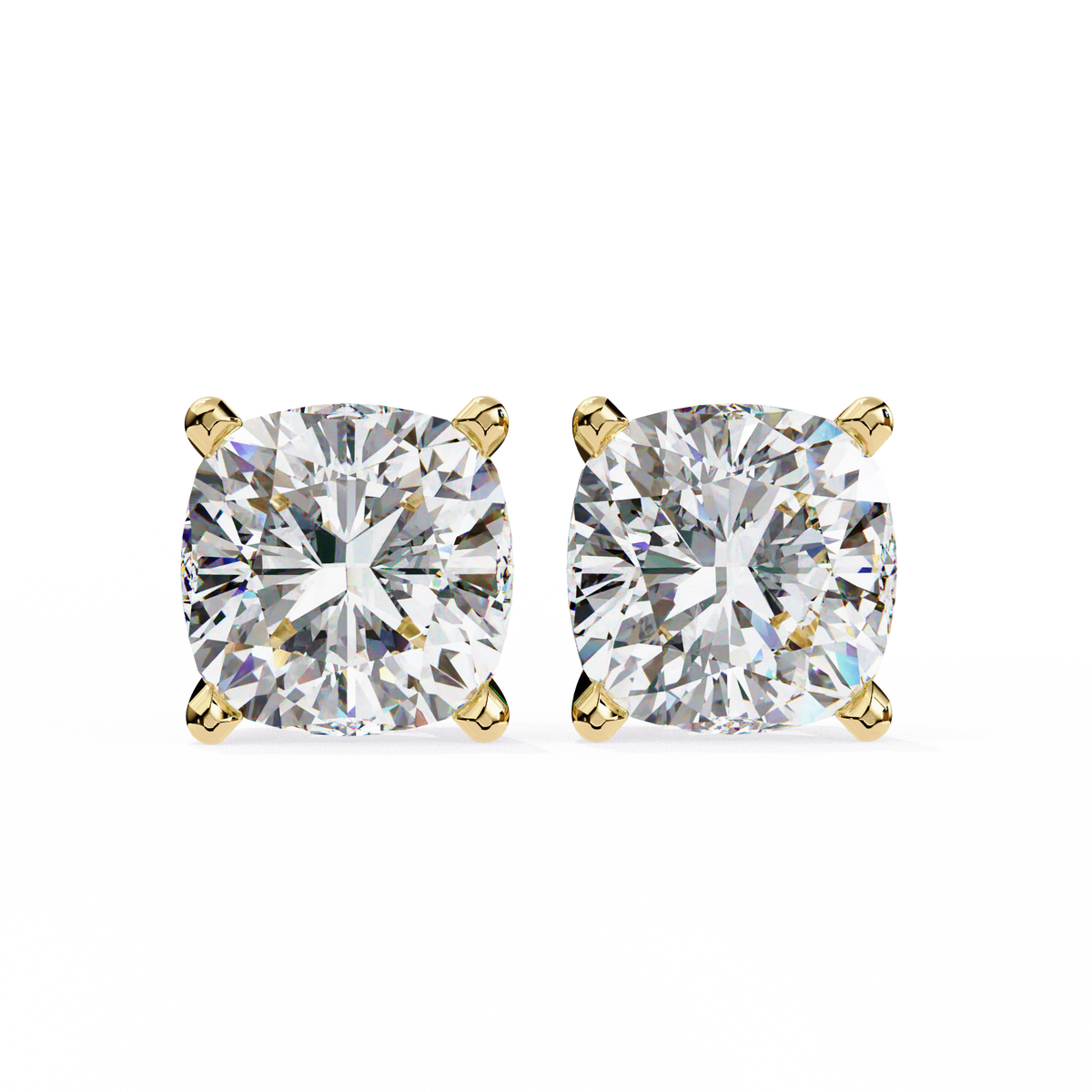 Cushion-Cut Natural Diamond Stud Earrings