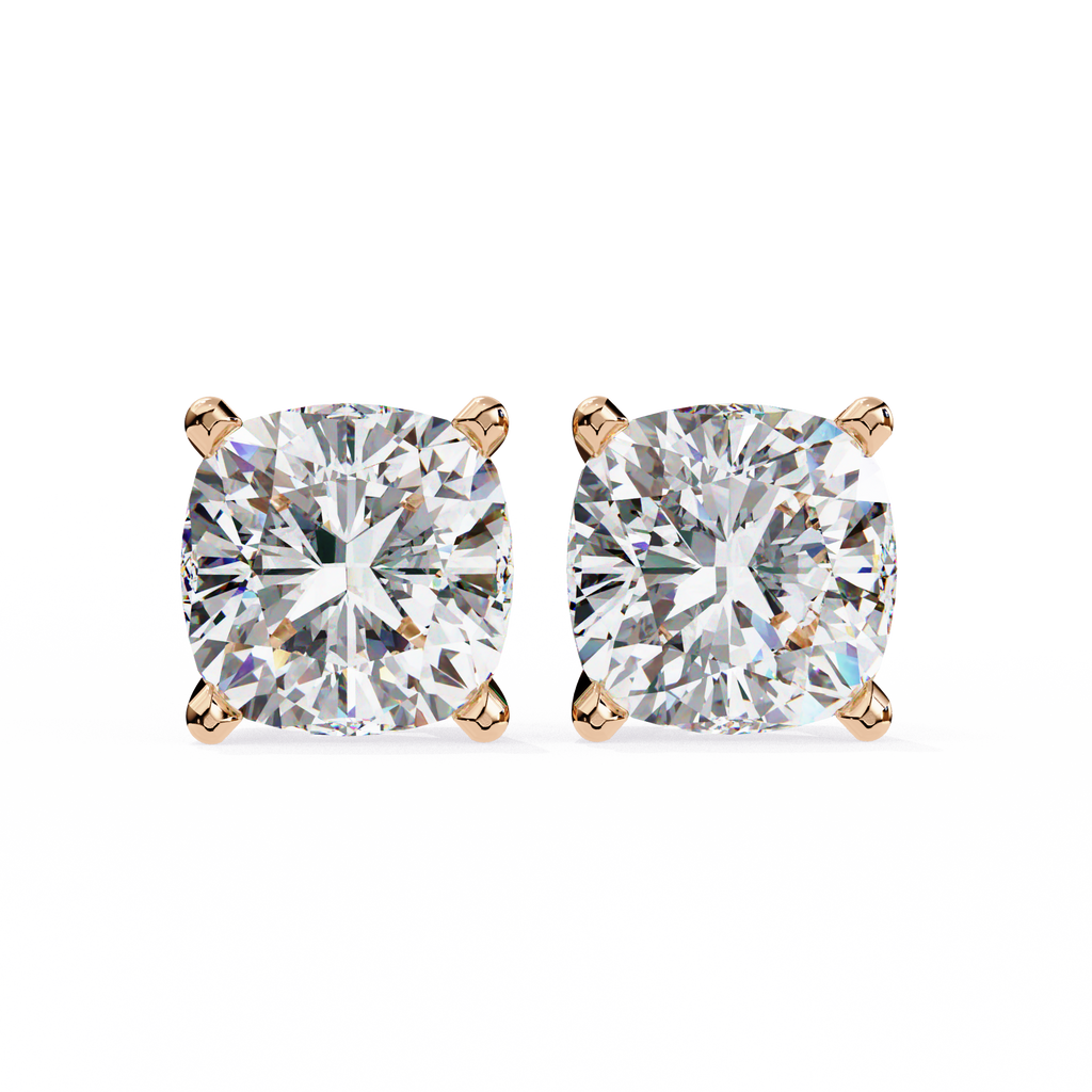 Cushion-Cut Natural Diamond Stud Earrings