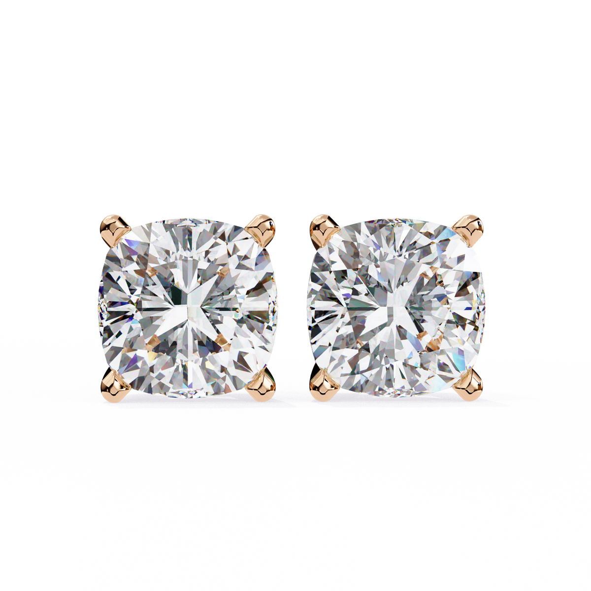 Cushion-Cut Natural Diamond Stud Earrings