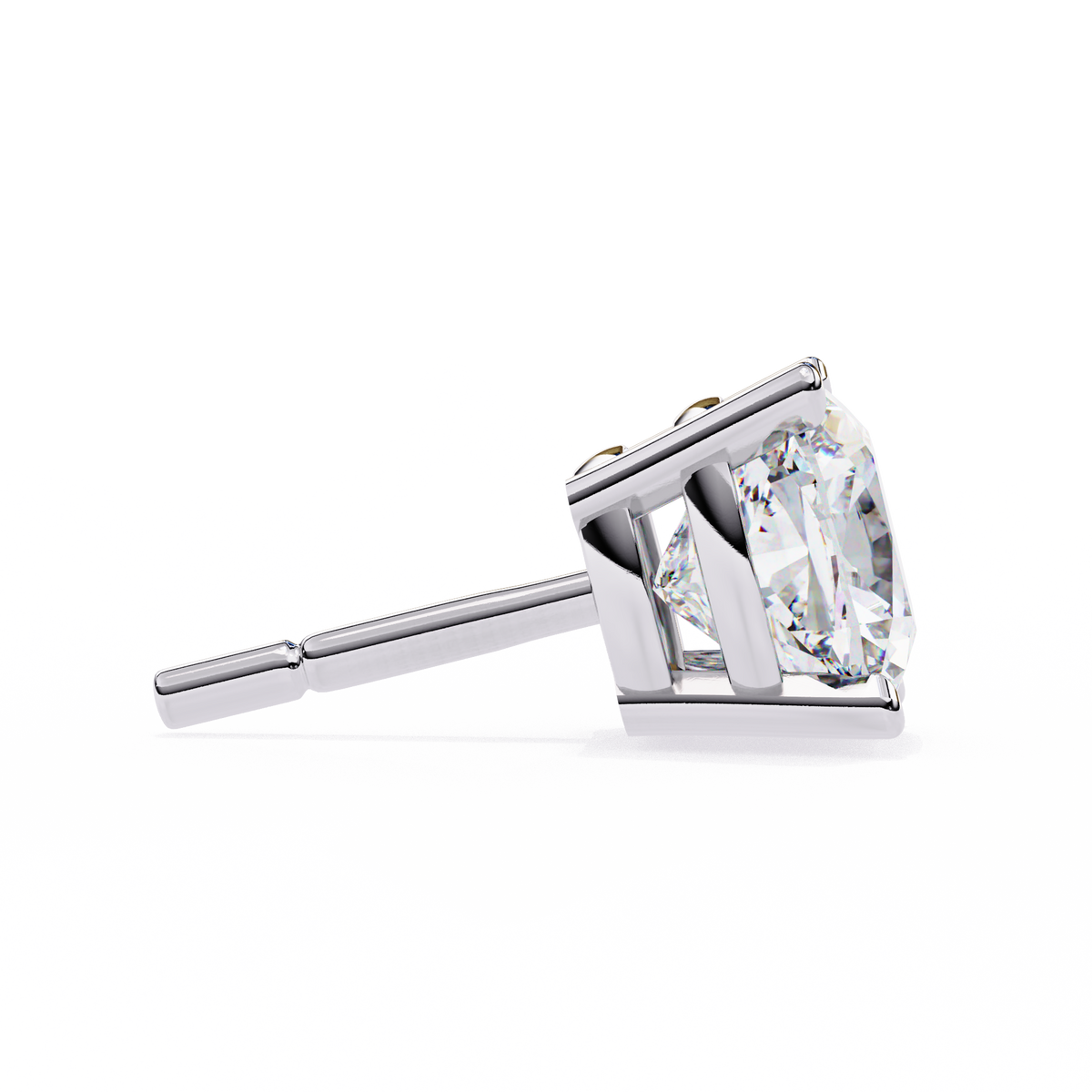 White Gold Cushion Solitaire Diamond Stud Earrings