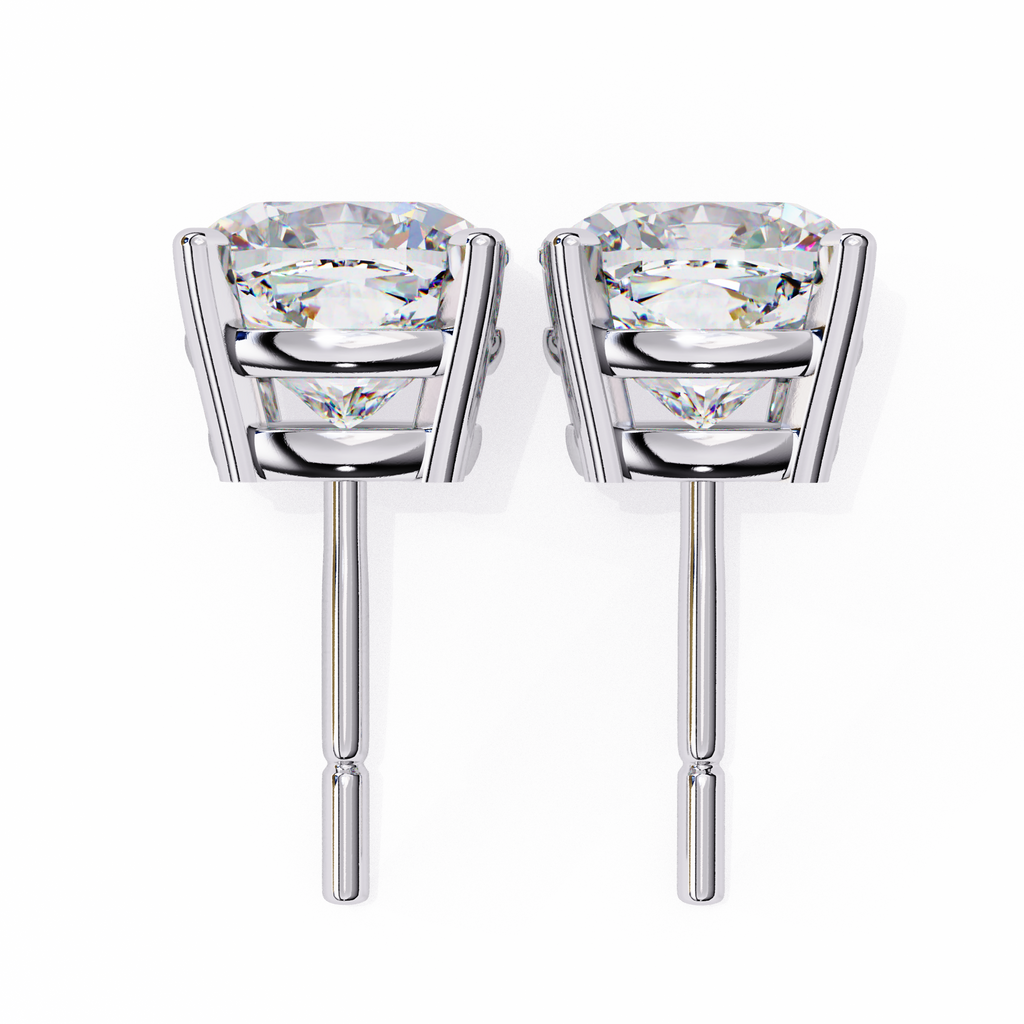 White Gold Cushion Solitaire Diamond Stud Earrings
