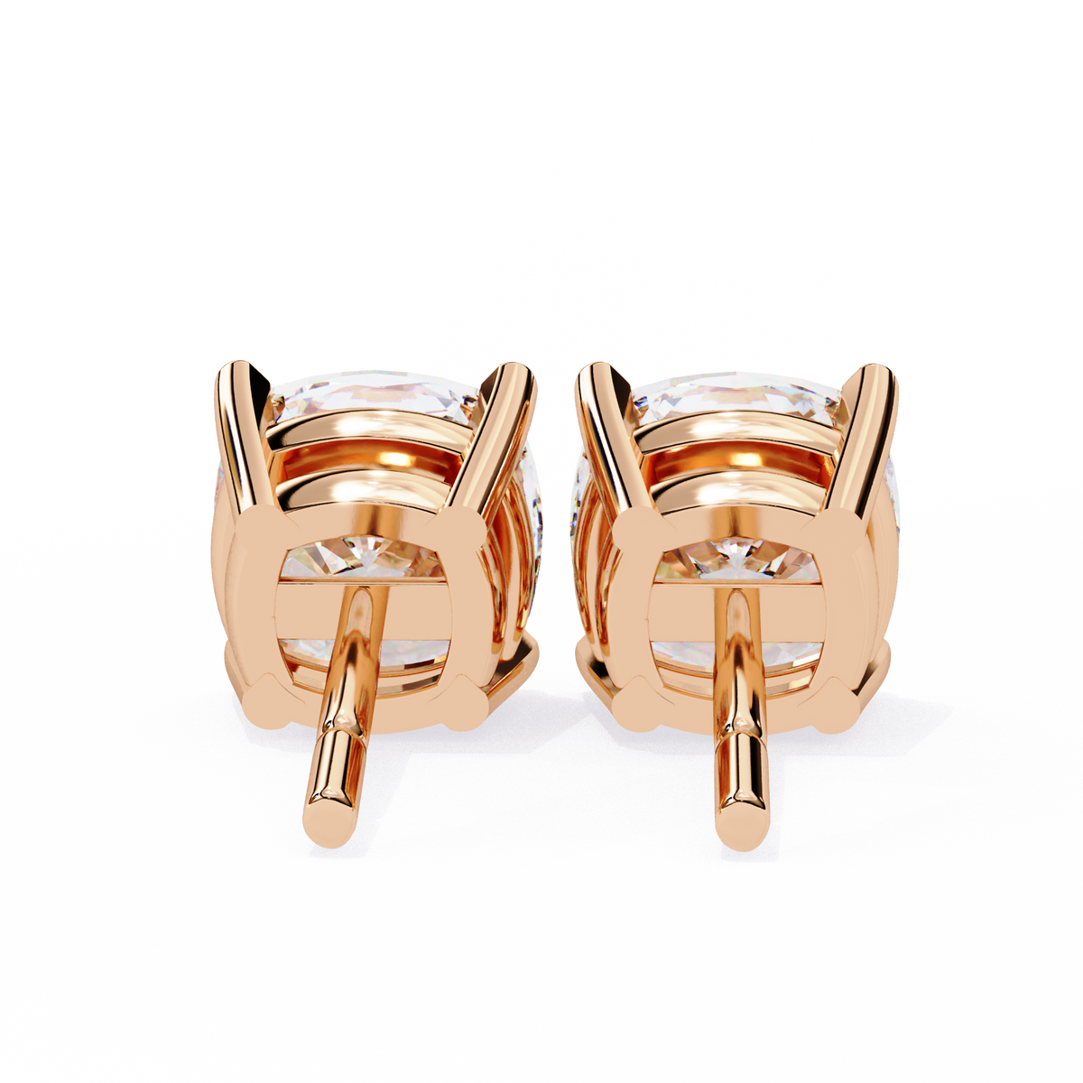 Cushion-Cut Natural Diamond Stud Earrings