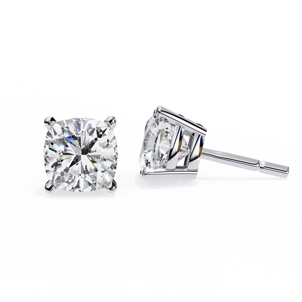 Cushion-Cut Natural Diamond Stud Earrings