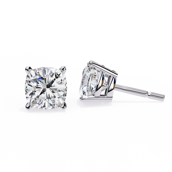 Cushion-Cut Natural Diamond Stud Earrings