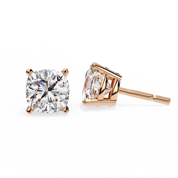 Cushion-Cut Natural Diamond Stud Earrings