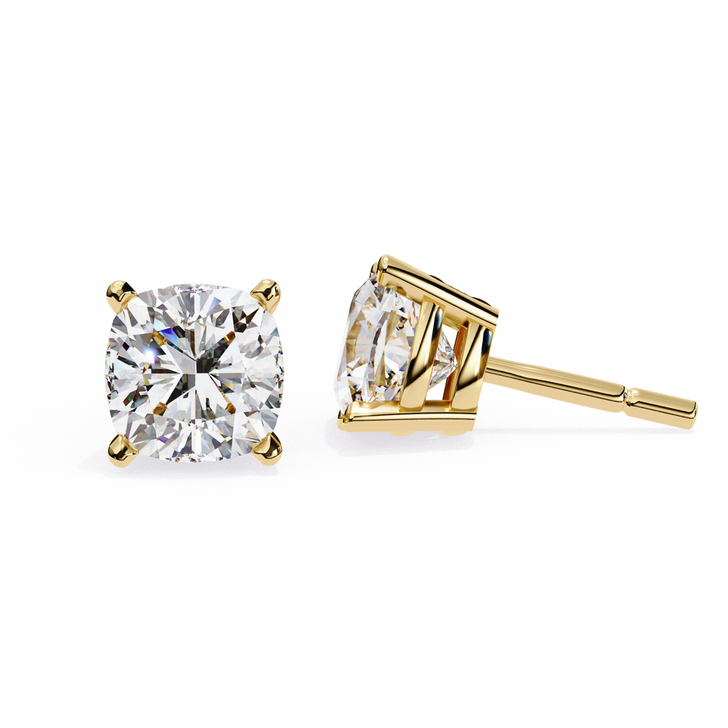 Cushion-Cut Natural Diamond Stud Earrings