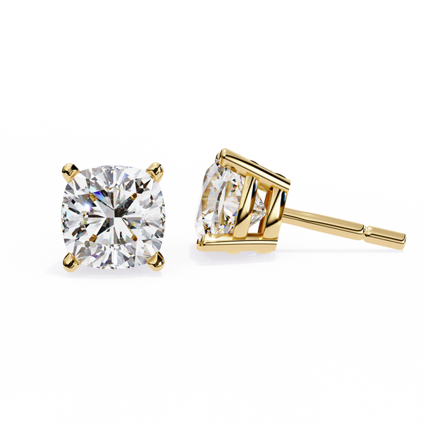 Cushion-Cut Natural Diamond Stud Earrings