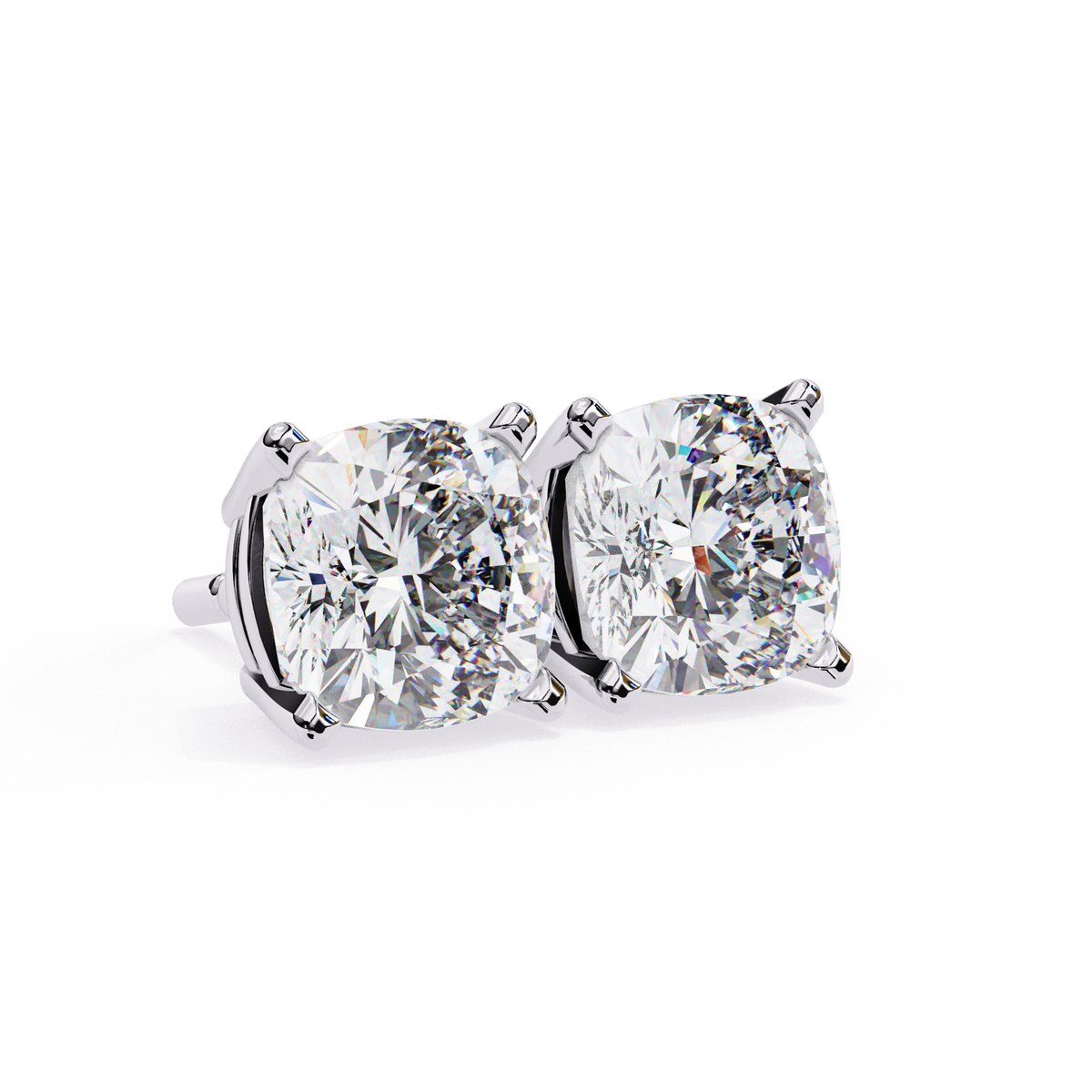 Cushion-Cut Natural Diamond Stud Earrings