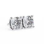 White Gold Cushion Solitaire Diamond Stud Earrings