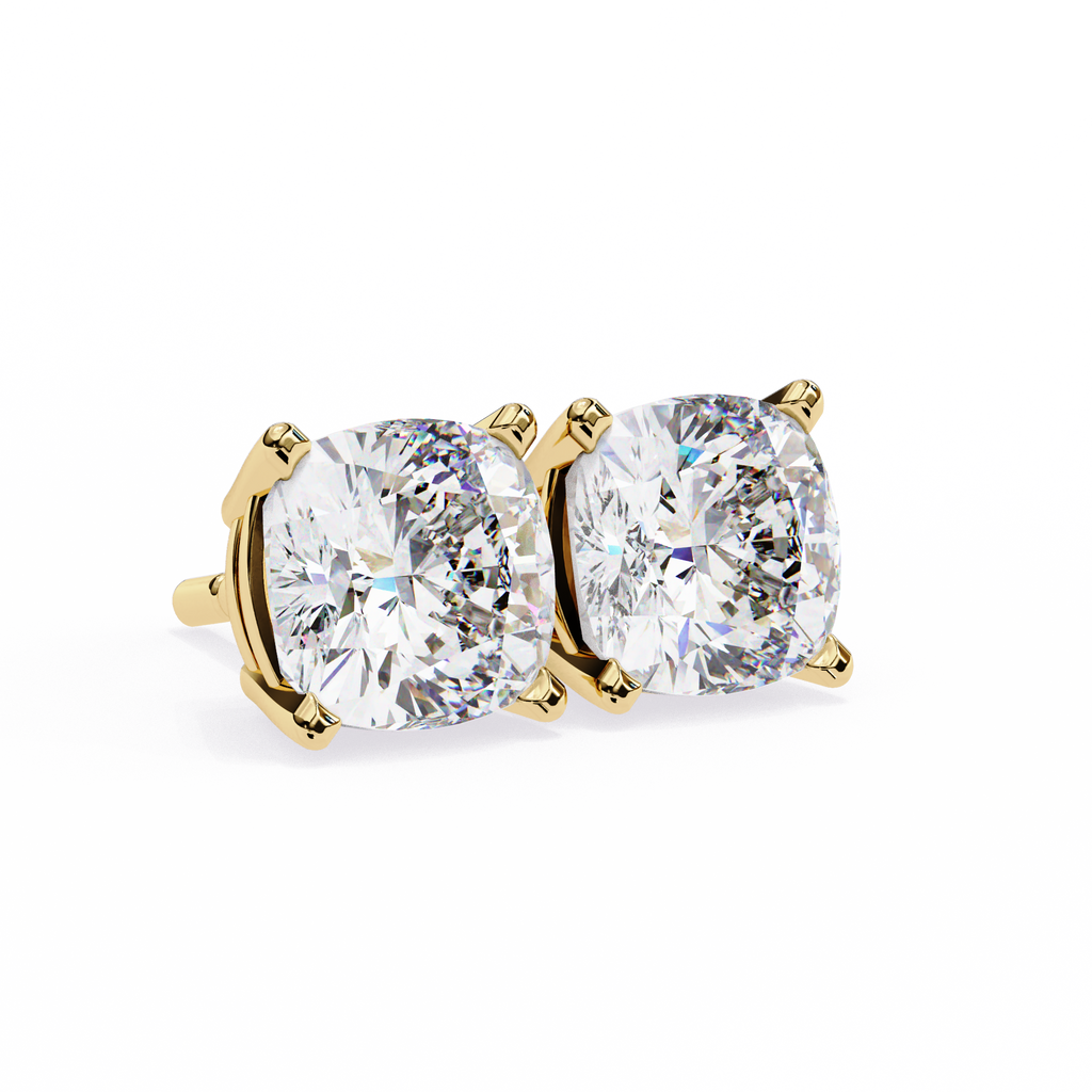 Cushion-Cut Natural Diamond Stud Earrings