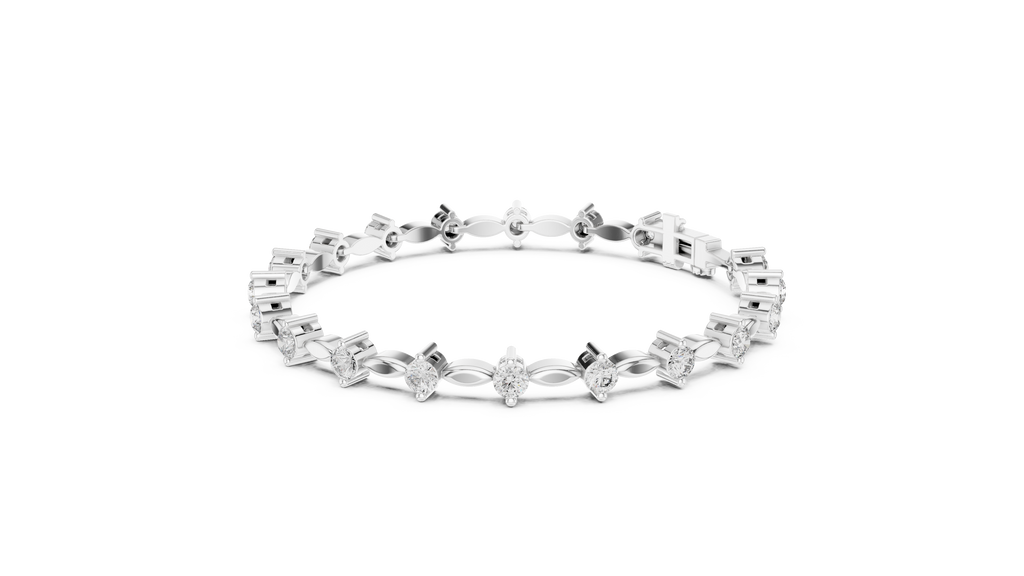 Laurel Vine Alternating Diamond & Marquise-Leaf Link Bracelet