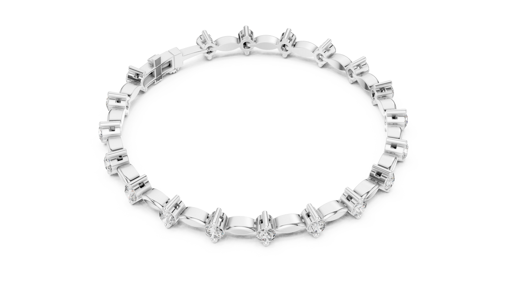 Laurel Vine Alternating Diamond & Marquise-Leaf Link Bracelet