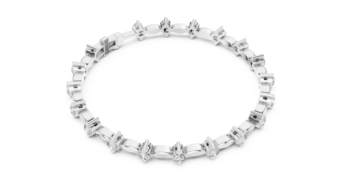 Laurel Vine Alternating Diamond & Marquise-Leaf Link Bracelet