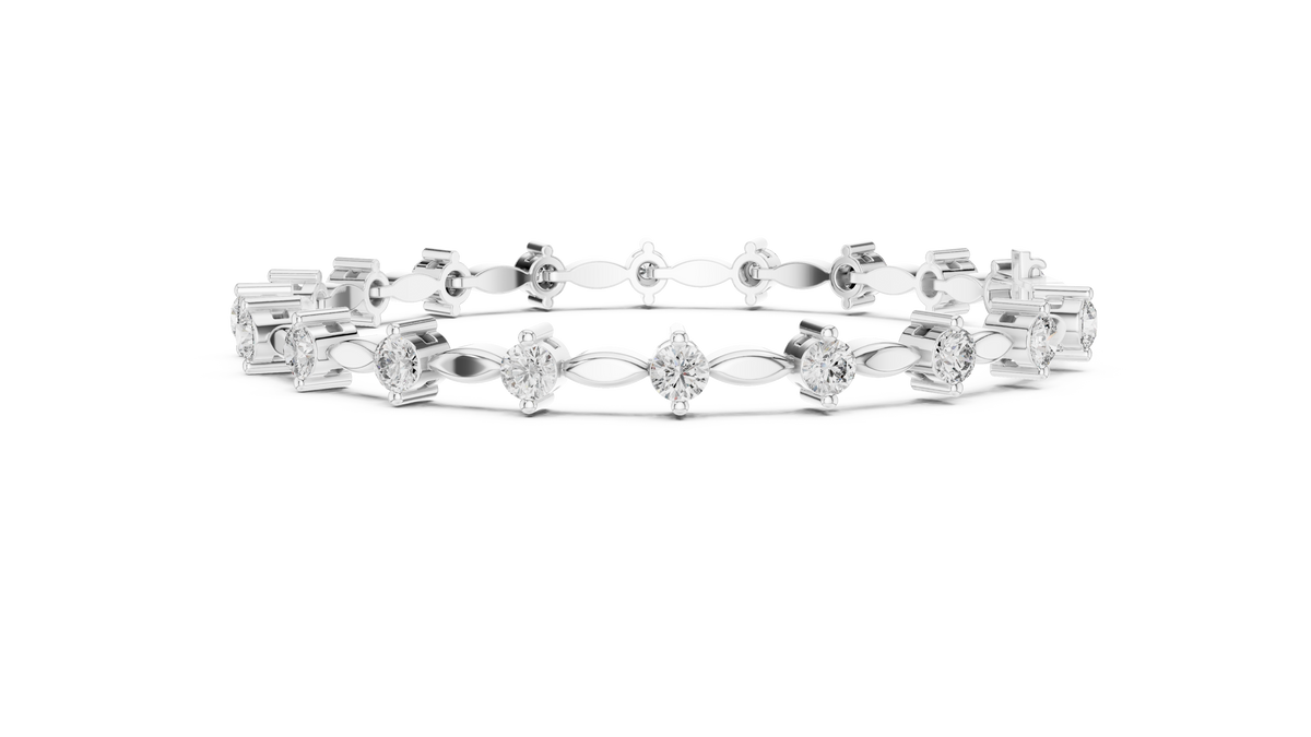 Laurel Vine Alternating Diamond & Marquise-Leaf Link Bracelet
