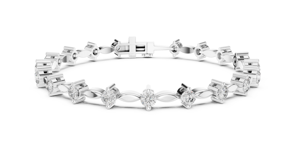 Laurel Vine Alternating Diamond & Marquise-Leaf Link Bracelet