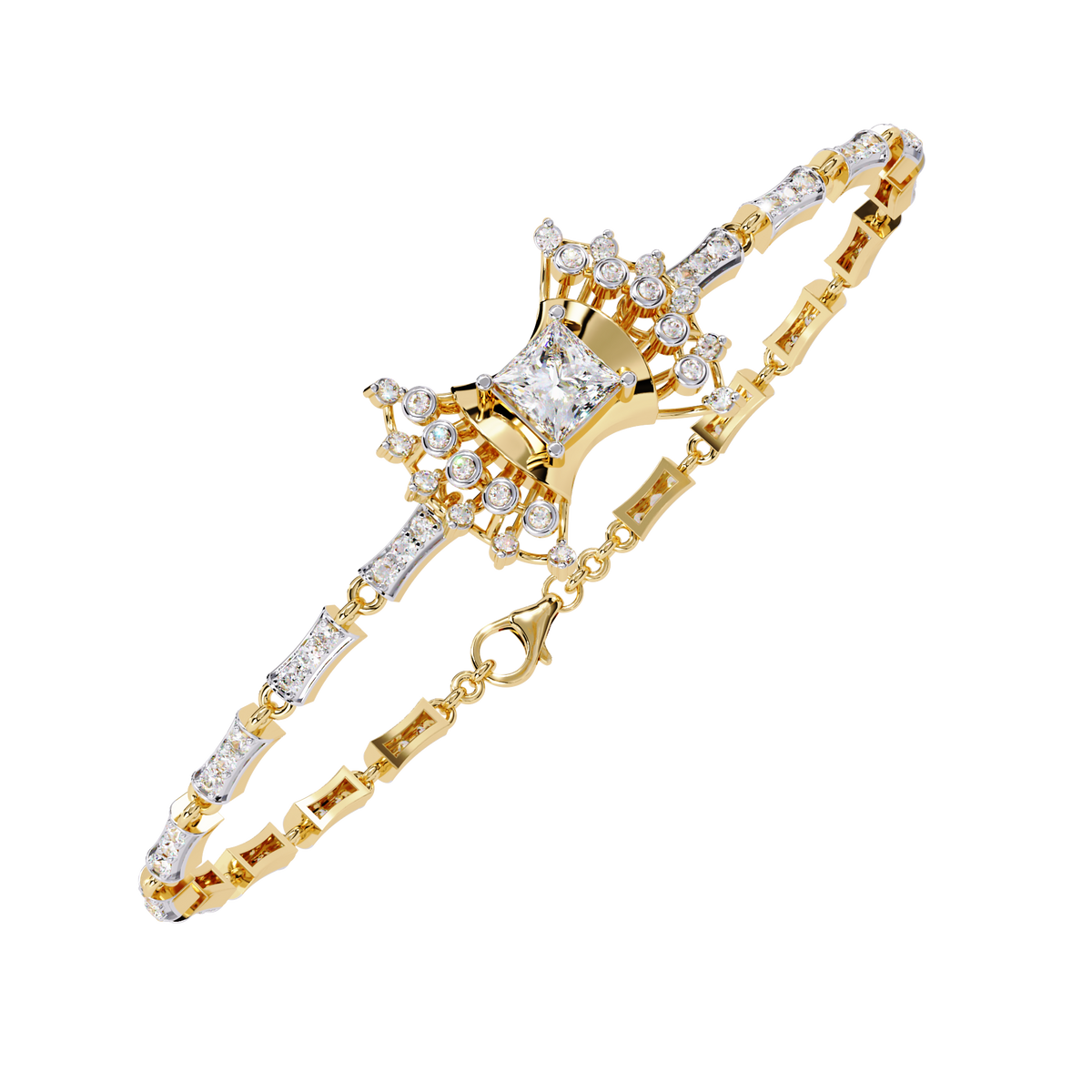 Yellow Gold Stella Princess Star Diamond Bracelet
