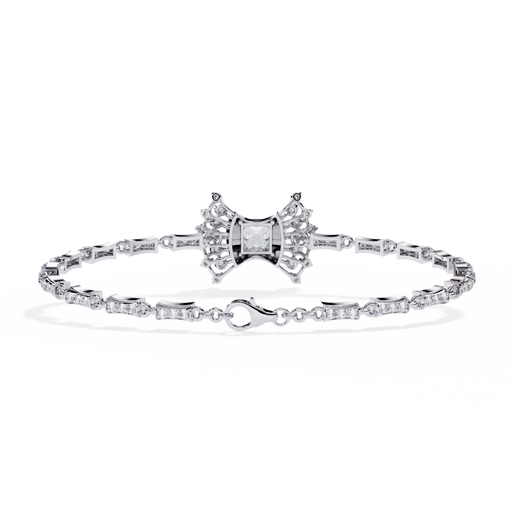 White Gold Princess-Cut Starburst Diamond Bracelet