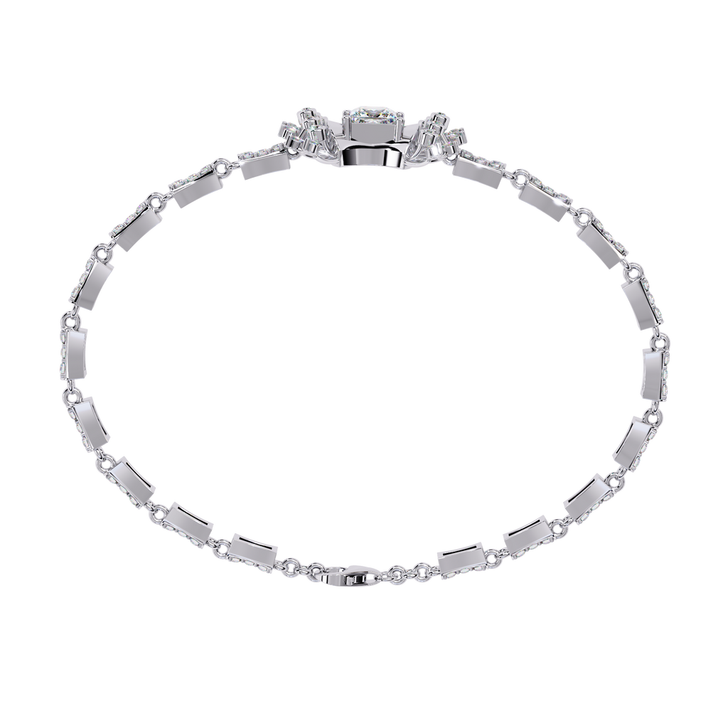 White Gold Princess-Cut Starburst Diamond Bracelet