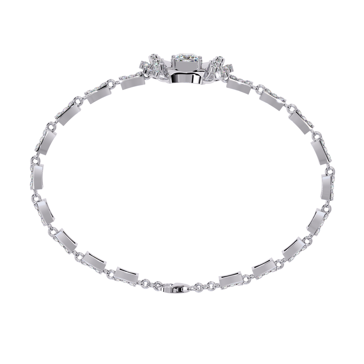 White Gold Princess-Cut Starburst Diamond Bracelet