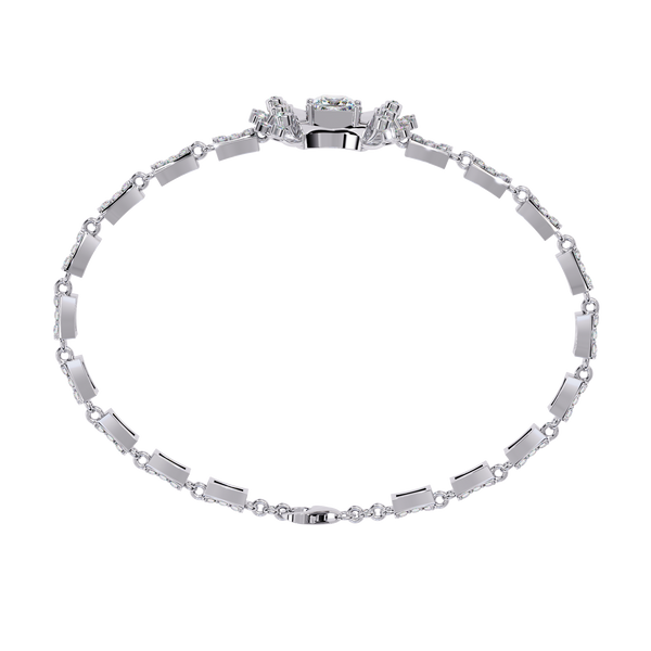 White Gold Princess-Cut Starburst Diamond Bracelet