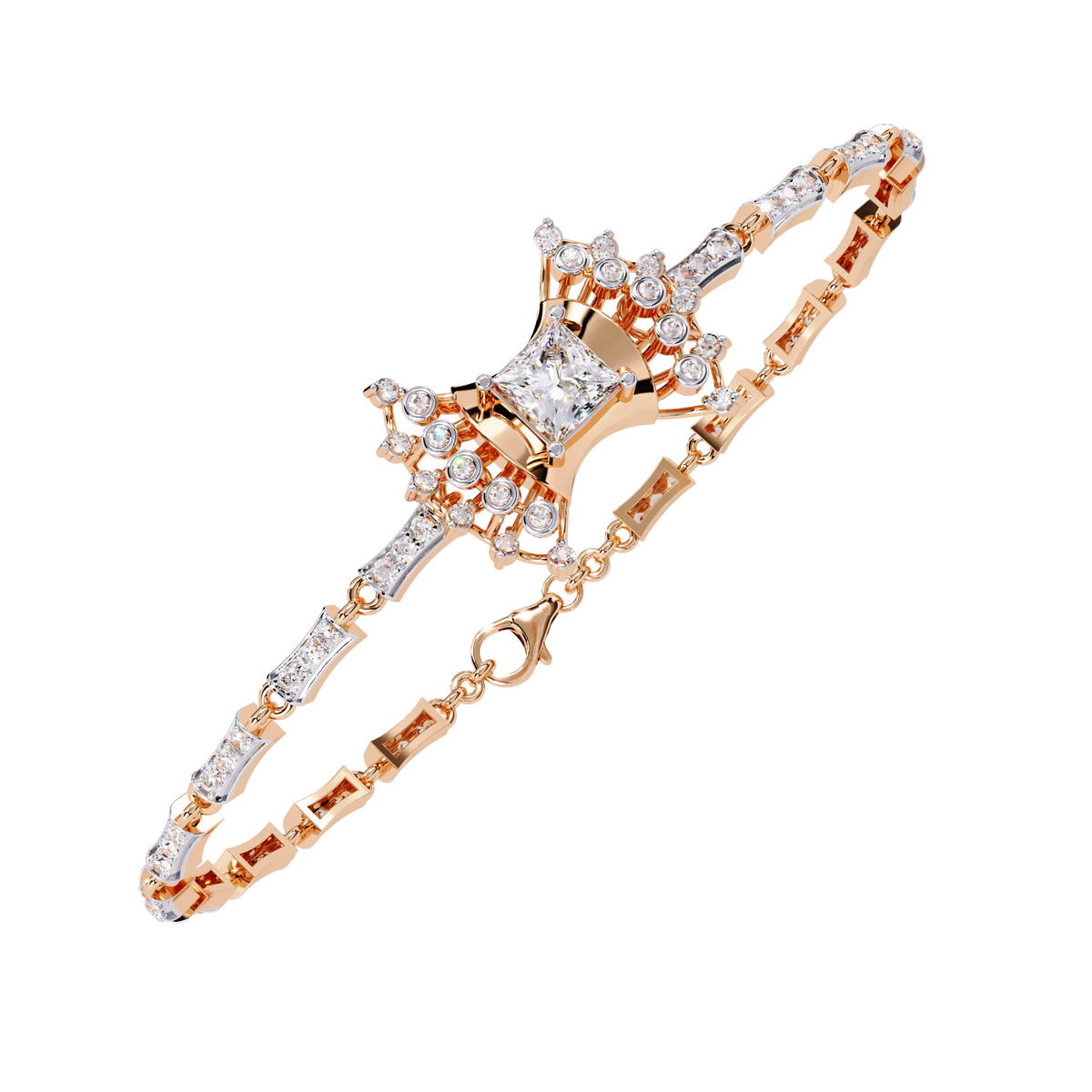Rose Gold Stella Princess Star Diamond Bracelet