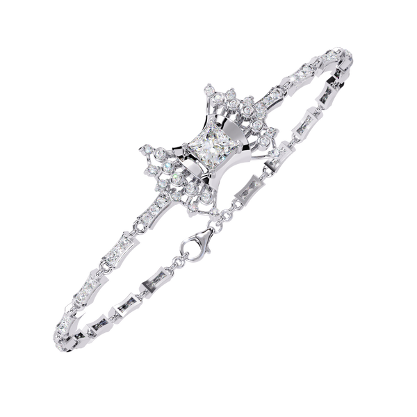 White Gold Princess-Cut Starburst Diamond Bracelet